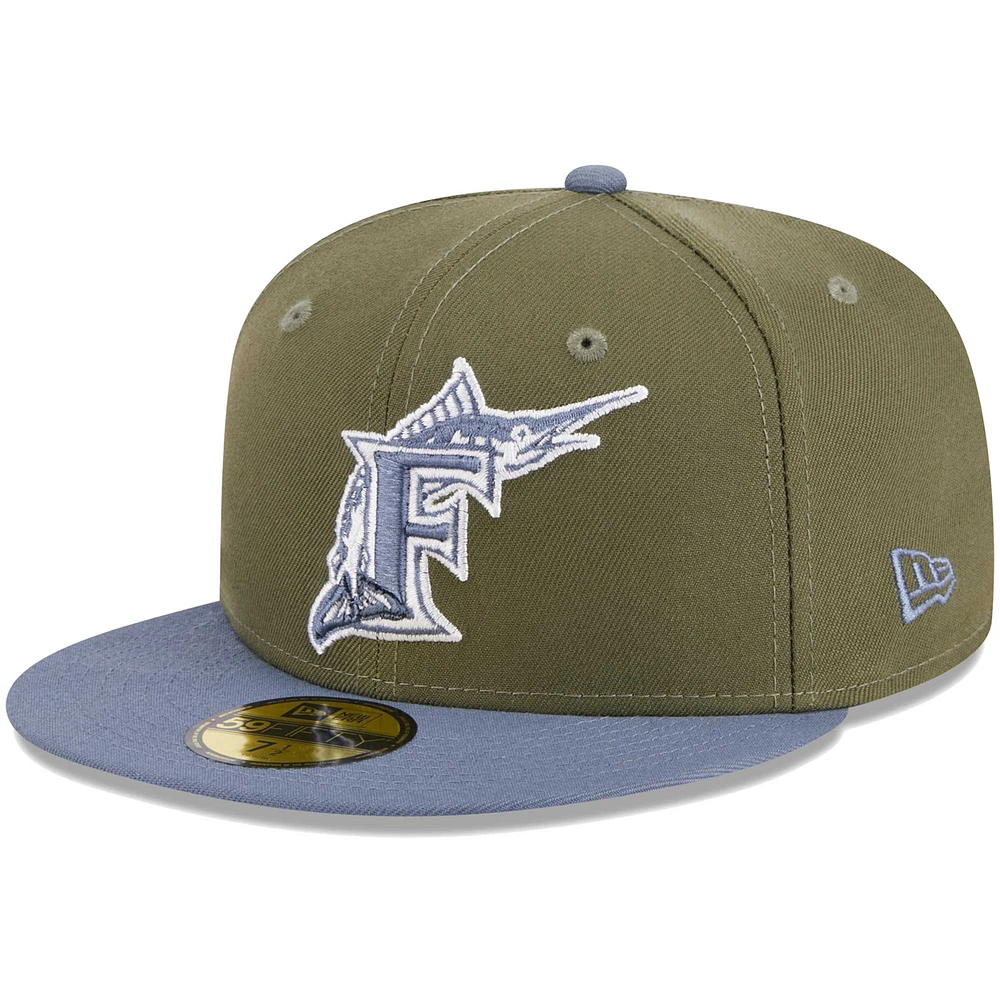 Men's New Era Olive/Blue Florida Marlins 59FIFTY Fitted Hat
