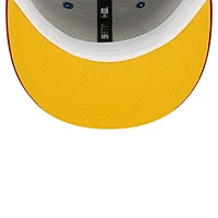 Men's New Era Royal/Red Florida Marlins Alternate Throwback Logo Primary Jewel Gold Undervisor 59FIFTY Fitted Hat