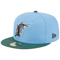 Men's New Era Sky Blue/Cilantro Florida Marlins 2003 World Series Cooperstown Collection 59FIFTY Fitted Hat