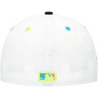 Men's New Era White Florida Marlins Cooperstown Collection Neon Eye 59FIFTY Fitted Hat