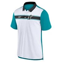 Men's Nike  White/Teal Florida Marlins Rewind Stripe Polo