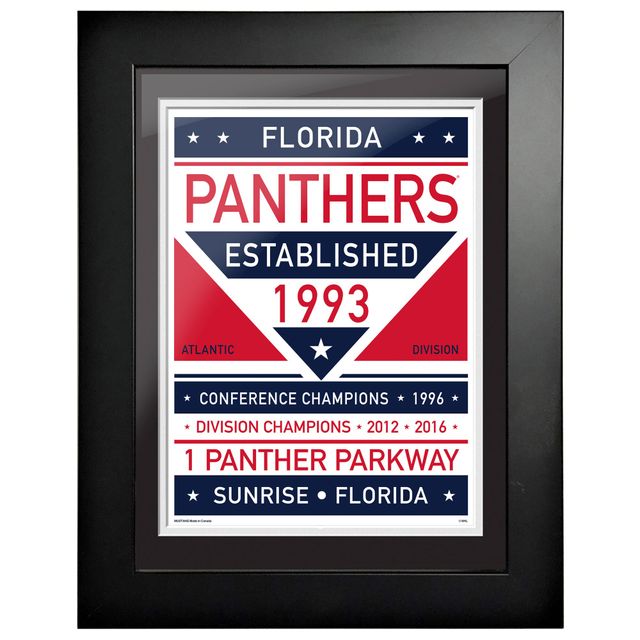 Panthers de la Floride - Oeuvre encadrée bicolore 12'' x 16''