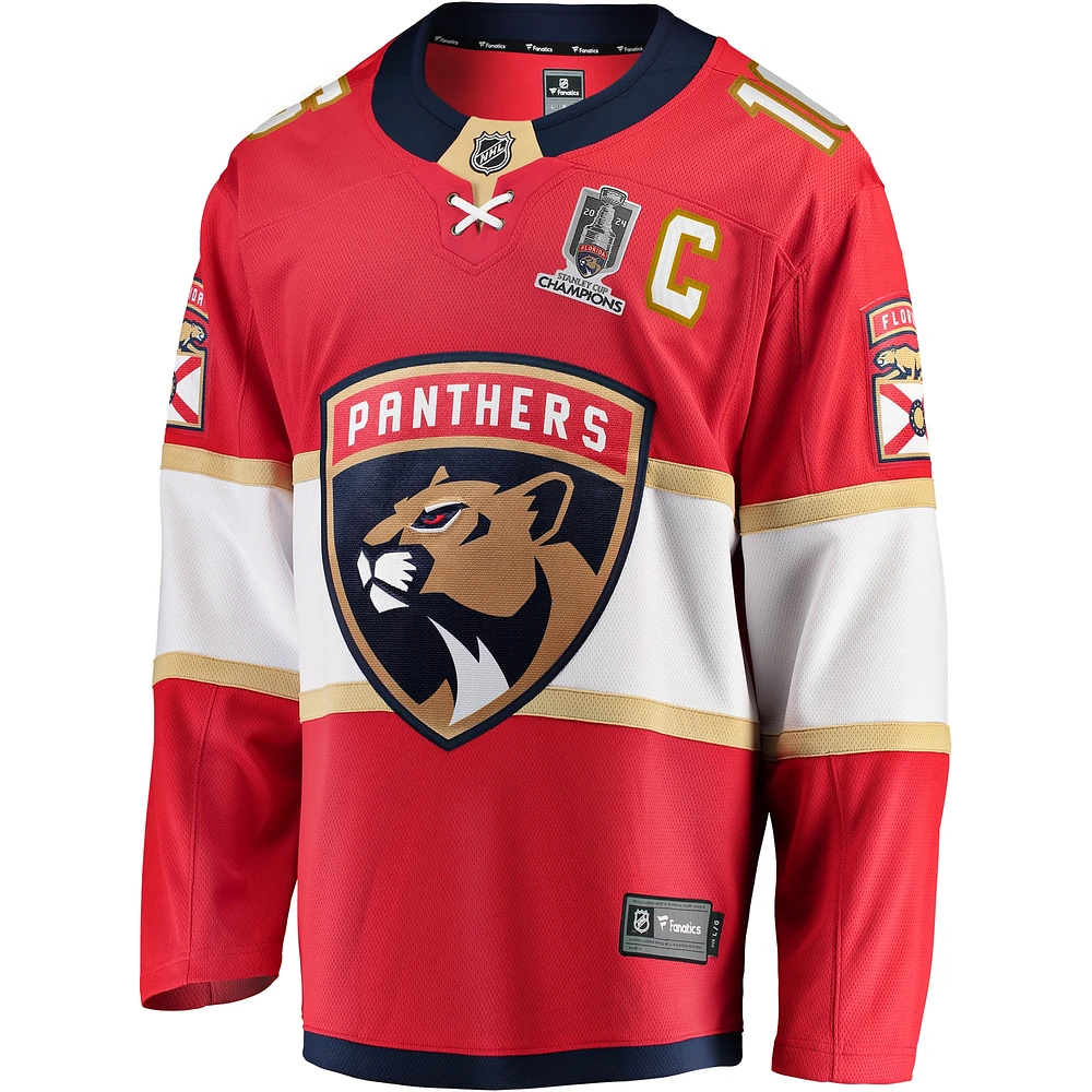 Men's Fanatics Aleksander Barkov Red Florida Panthers Home 2024 Stanley Cup Champions Breakaway Player Jersey