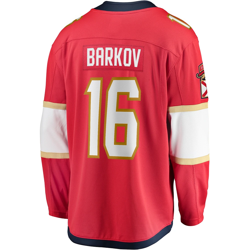 Men's Fanatics Aleksander Barkov Red Florida Panthers Home 2024 Stanley Cup Champions Breakaway Player Jersey