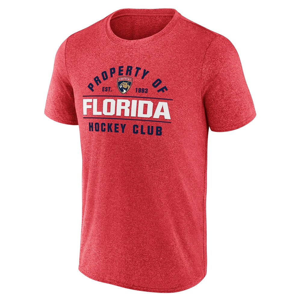 Men's Fanatics Heather Red Florida Panthers Property Of T-Shirt