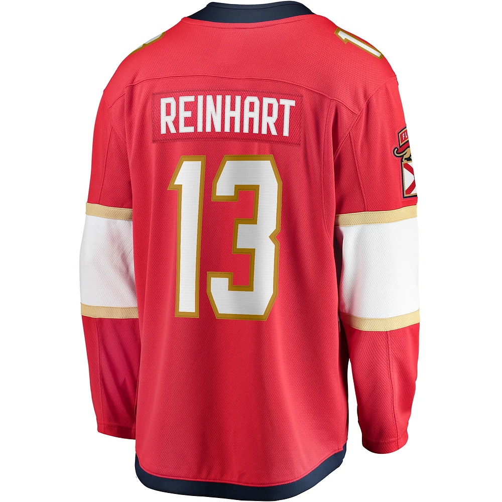 Maillot de joueur échappé des Panthers la Floride Sam Reinhart Fanatics pour hommes, rouge