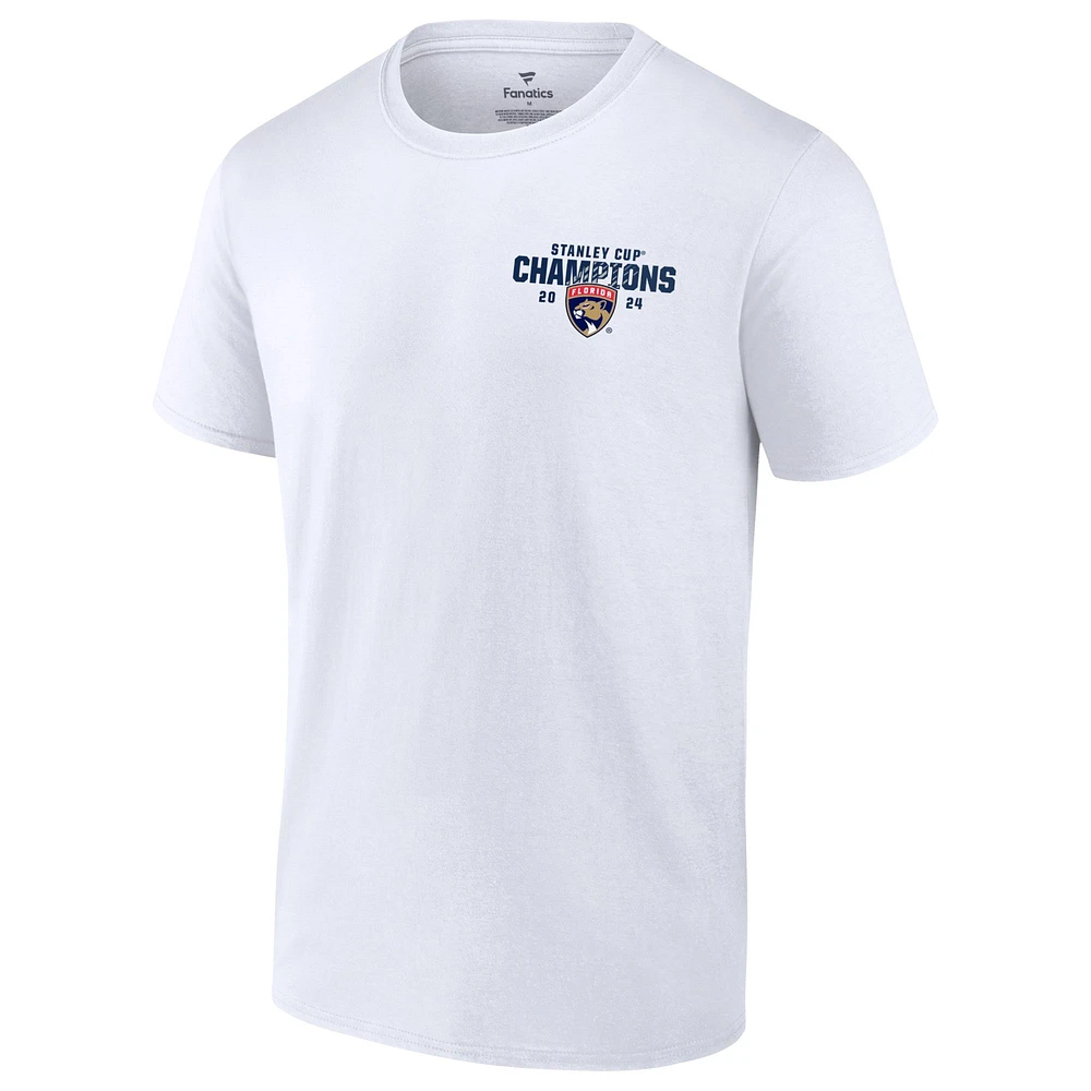 Men's Fanatics White Florida Panthers 2024 Stanley Cup Champions Jersey Roster T-Shirt