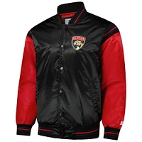 Men's Starter Black Florida Panthers 2024 NHL Global Series Full-Snap Varsity Jacket