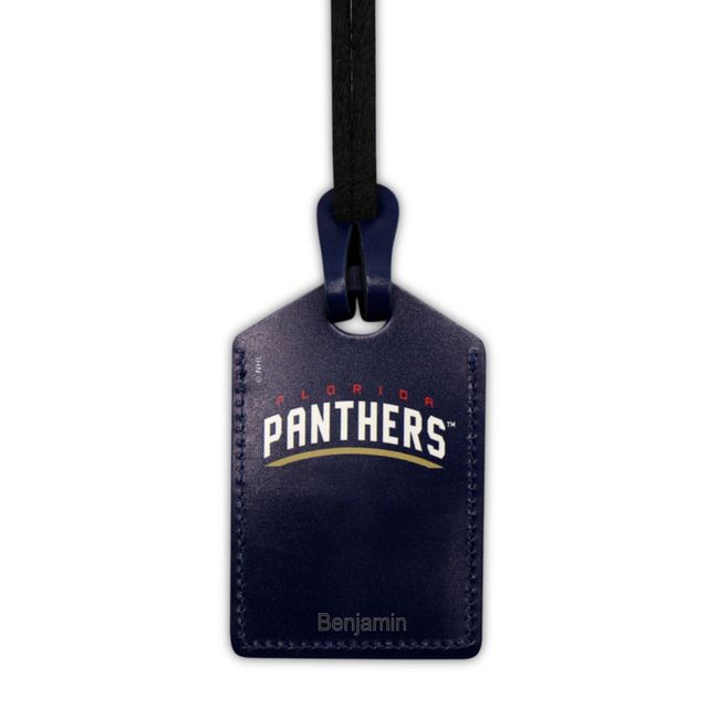 Étiquette de bagage en cuir personnalisée des Panthers de la Floride bleu marine