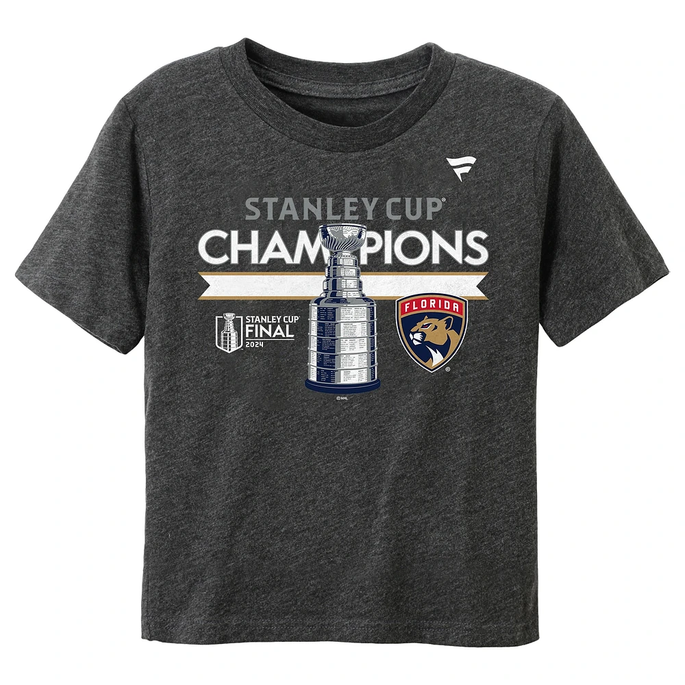 T-shirt pour vestiaire des champions de la Coupe Stanley 2024 Panthers Floride Heather Charcoal Fanatics tout-petits