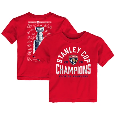 T-shirt rouge de la liste signature des champions Coupe Stanley 2024 Panthers Floride pour tout-petits