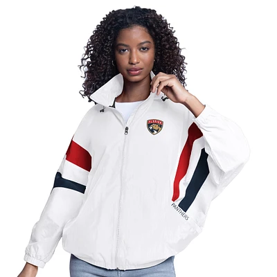 Women's G-III Sports by Carl Banks  White Florida Panthers Game News Oversized Full-Zip Hoodie Jacket