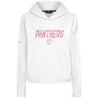 Women's Levelwear  White Florida Panthers Mother's Day Sweet Floral Tri-Blend Cropped Pullover Hoodie