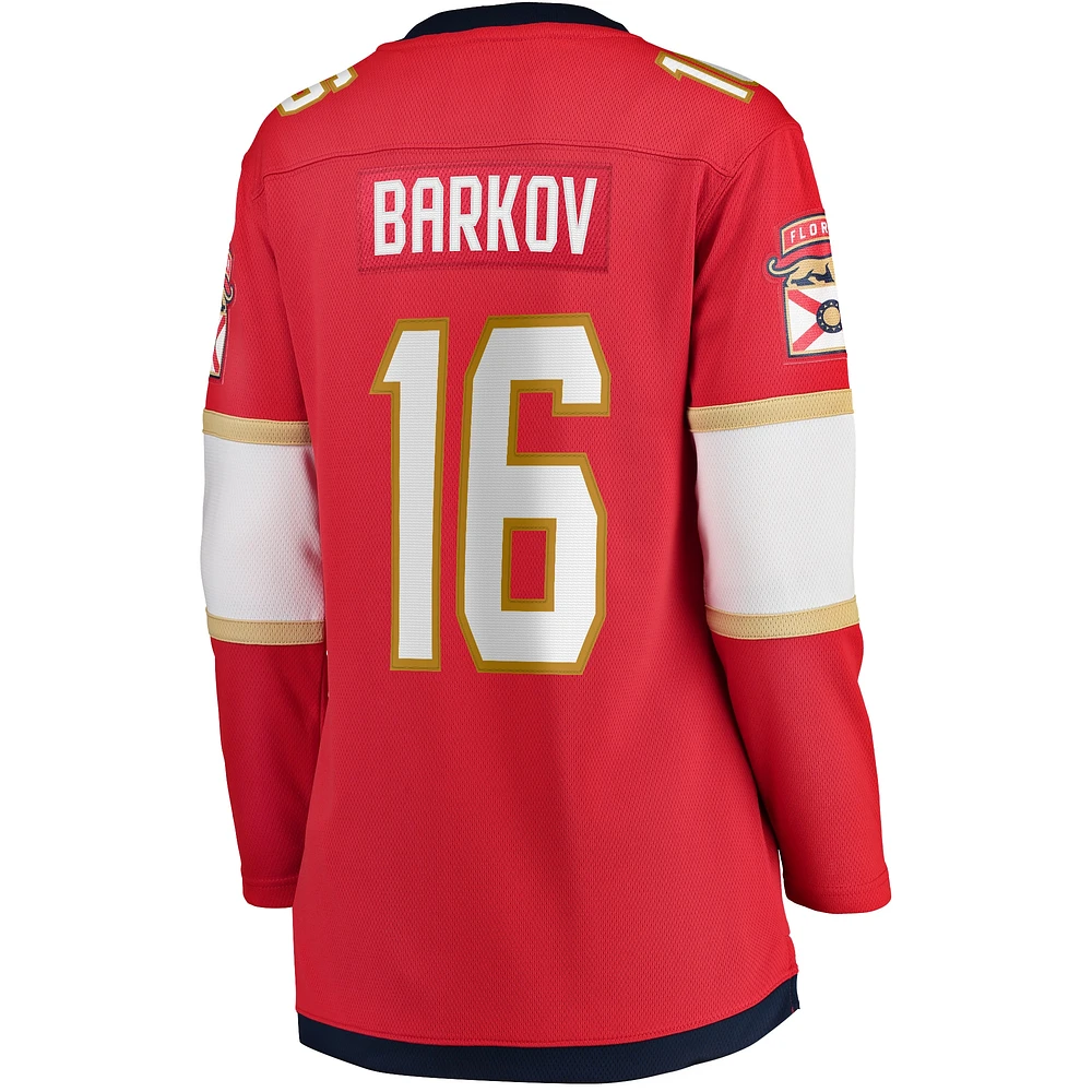 Women's Fanatics Aleksander Barkov Red Florida Panthers Home 2024 Stanley Cup Champions Breakaway Player Jersey