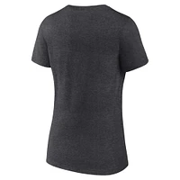 T-shirt à col en V Fanatics Heather Charcoal pour femmes des Panthers de la Floride 2024 Champions Coupe Stanley Locker Room