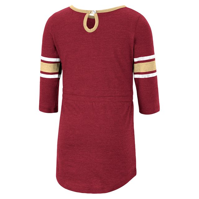 Girls Toddler Colosseum Heathered Garnet Florida State Seminoles Poppin Sleeve Stripe Dress