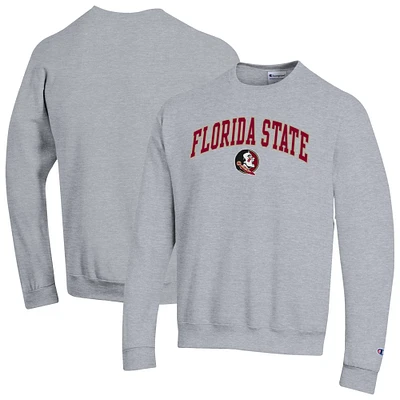 Sweat-shirt à capuche avec logo Arch Over Champion gris chiné pour homme des Florida State Seminoles