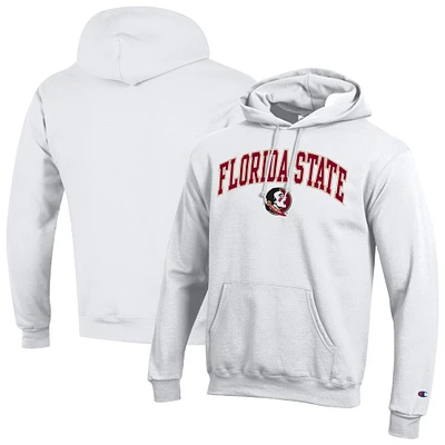 Sweat à capuche blanc Champion pour homme avec logo Arch Over des Florida State Seminoles