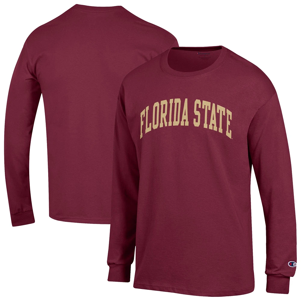 T-shirt à manches longues Basic Arch pour homme, champion grenat des Florida State Seminoles