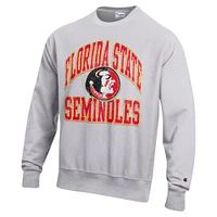 Men's Champion Heather Gray Florida State Seminoles Vault Late Night Reverse Weave Pullover Sweatshirt
