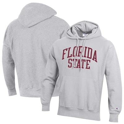 Sweat à capuche Champion Heathered Grey Florida State Seminoles Team Arch Reverse Weave pour hommes