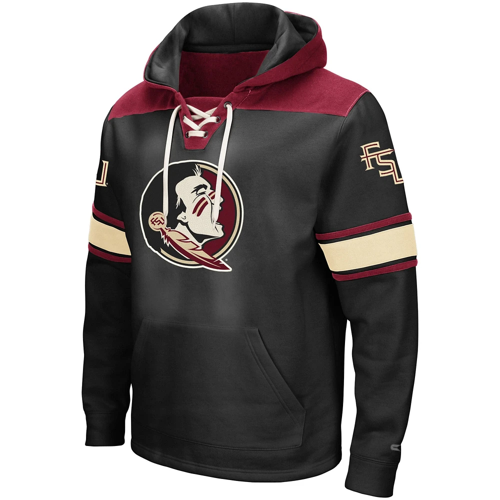 Men's Colosseum Black Florida State Seminoles 2.0 Lace-Up Pullover Hoodie