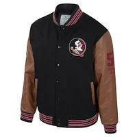 Men's Colosseum  Black Florida State Seminoles Letterman Full-Snap Varsity Jacket