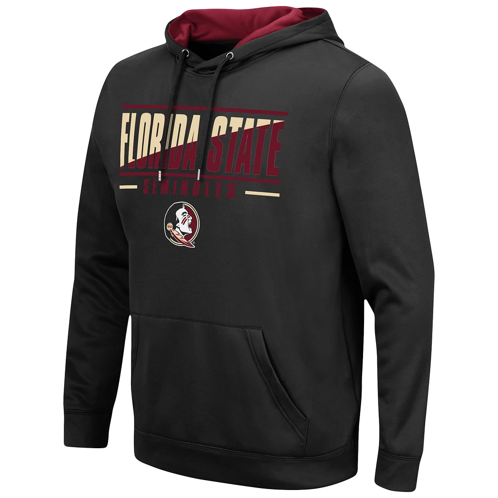 Men's Colosseum Black Florida State Seminoles Slash Stack 2.0 Pullover Hoodie
