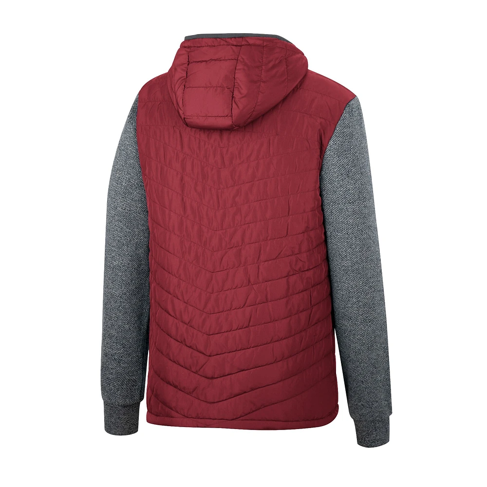 Sweat à capuche entièrement zippé Colosseum Garnet/Charcoal Florida State Seminoles Course Herringbone pour homme