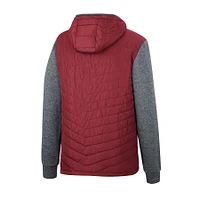 Sweat à capuche entièrement zippé Colosseum Garnet/Charcoal Florida State Seminoles Course Herringbone pour homme