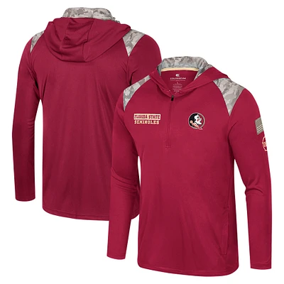 Veste à capuche glissière quart de tour pour homme Colosseum Garnet Florida State Seminoles OHT Military Appreciation