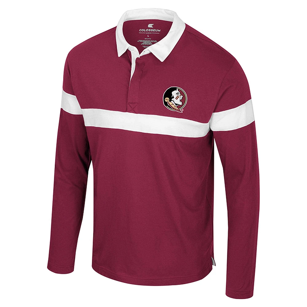 Men's Colosseum  Garnet Florida State Seminoles Too Cool For School Long Sleeve Polo