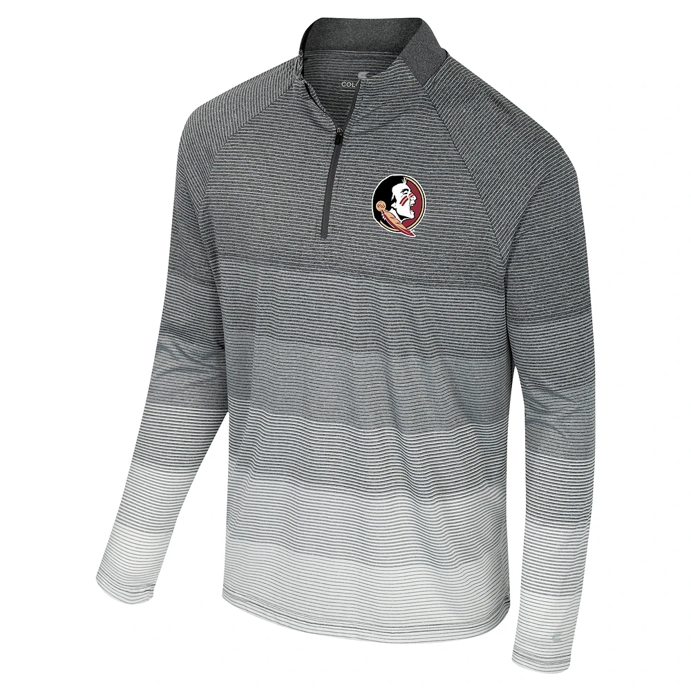 Men's Colosseum  Gray Florida State Seminoles AI Striped Mesh Quarter-Zip Raglan Windshirt