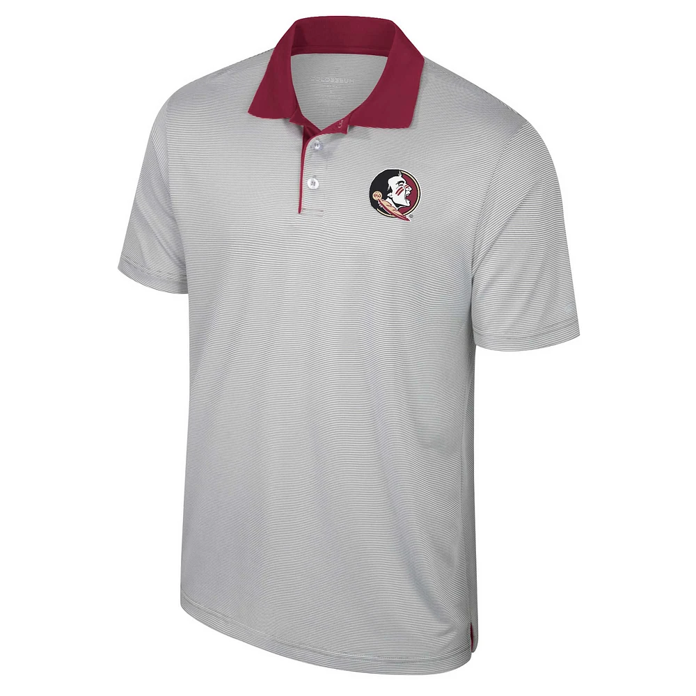 Men's Colosseum Gray Florida State Seminoles Big & Tall Tuck Striped Polo