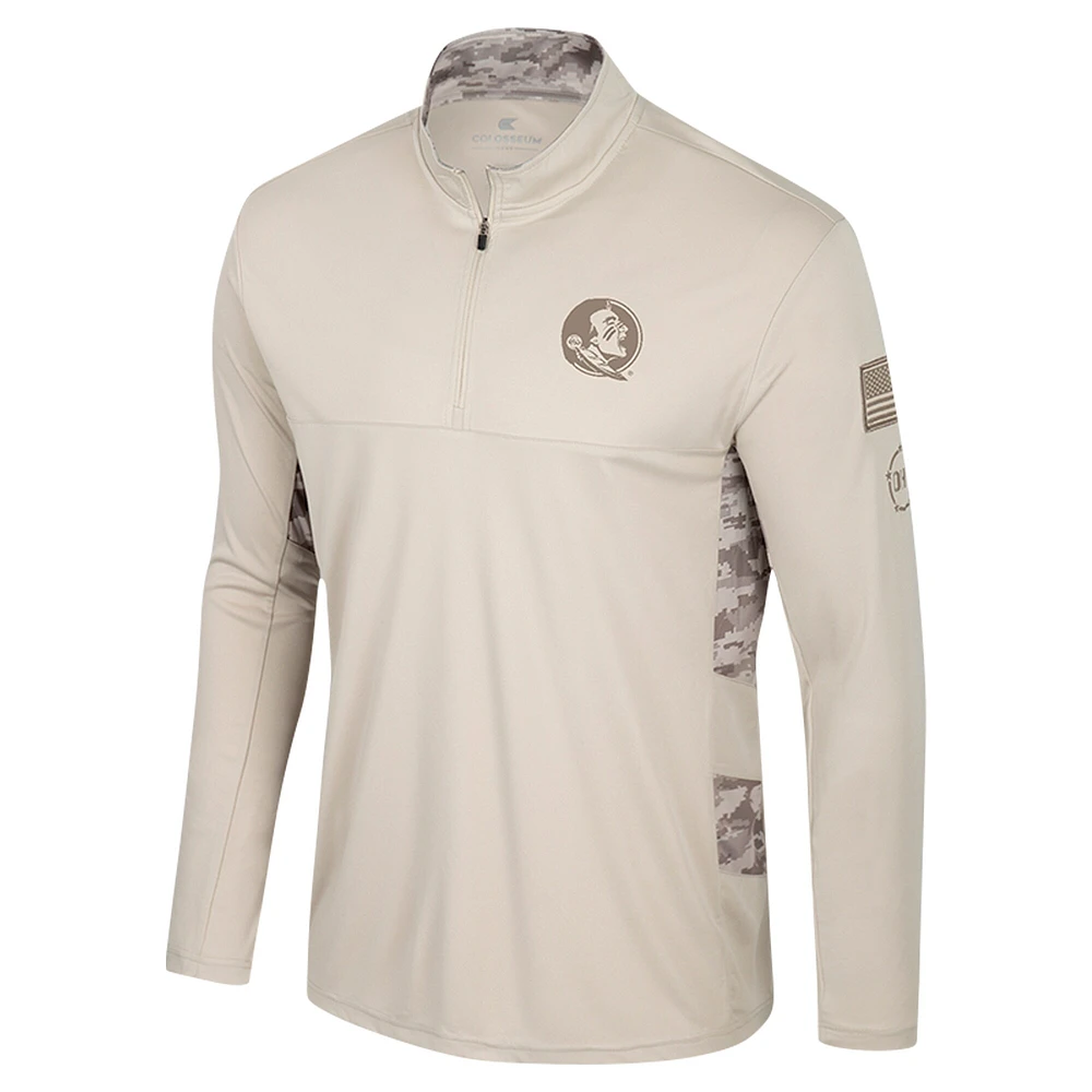 Veste zippée à quart de tour pour homme Colosseum Natural Florida State Seminoles OHT Military Appreciation