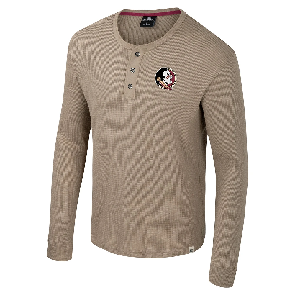 Men's Colosseum  Tan Florida State Seminoles Great Outdoors Henley Long Sleeve Shirt