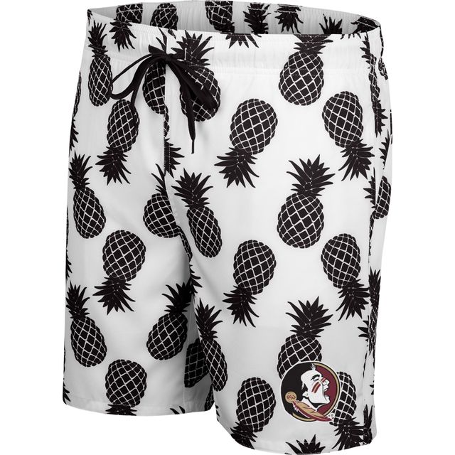 Short de bain ananas Florida State Seminoles Colosseum blanc/noir pour hommes