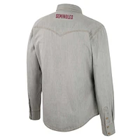 Men's Colosseum x Wrangler Gray Florida State Seminoles Cowboy Cut Western Full-Snap Long Sleeve Shirt