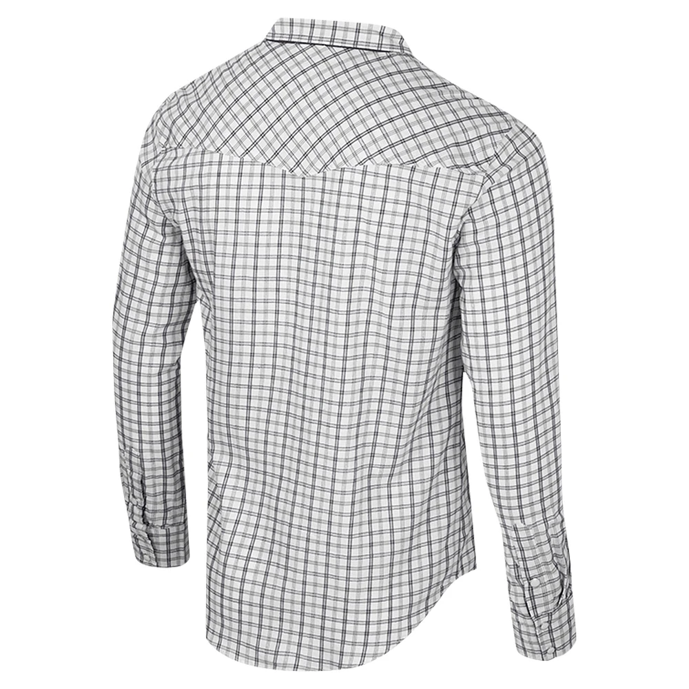 Men's Colosseum x Wrangler White Florida State Seminoles Plaid Window Pane Long Sleeve Full-Snap Shirt