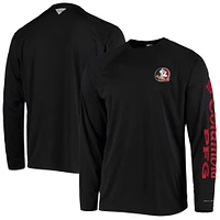 Men's Columbia Black Florida State Seminoles Terminal Tackle Omni-Shade Raglan Long Sleeve T-Shirt