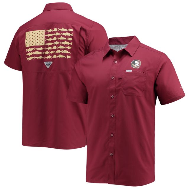 Chemise boutonnée Columbia PFG Garnet Florida State Seminoles Slack Tide Camp pour homme