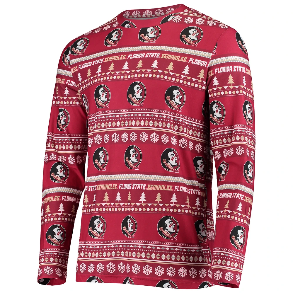 Men's Concepts Sport Garnet Florida State Seminoles Ugly Sweater Knit Long Sleeve Top and Pant Set