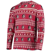 Men's Concepts Sport Garnet Florida State Seminoles Ugly Sweater Knit Long Sleeve Top and Pant Set