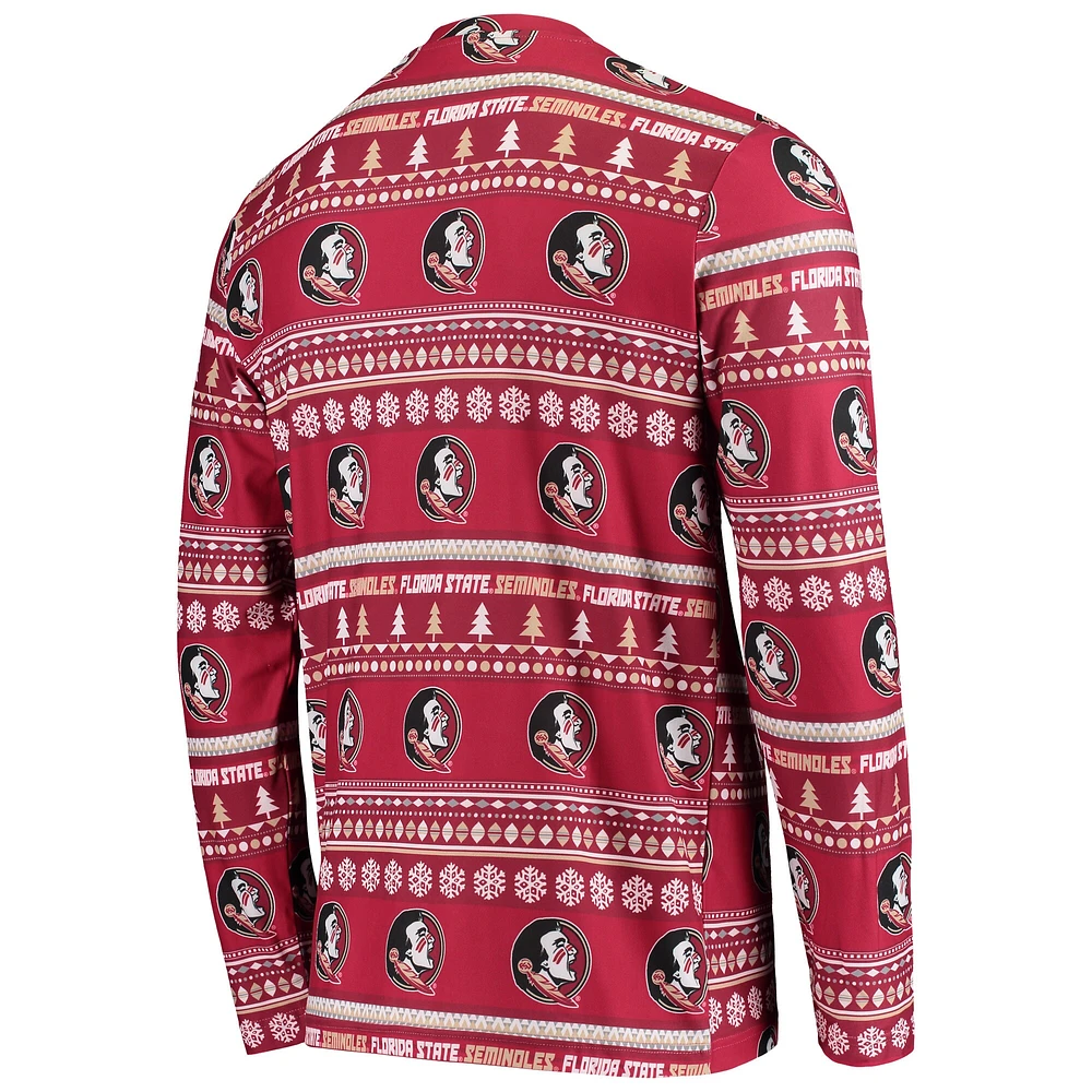 Men's Concepts Sport Garnet Florida State Seminoles Ugly Sweater Knit Long Sleeve Top and Pant Set