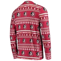 Men's Concepts Sport Garnet Florida State Seminoles Ugly Sweater Knit Long Sleeve Top and Pant Set