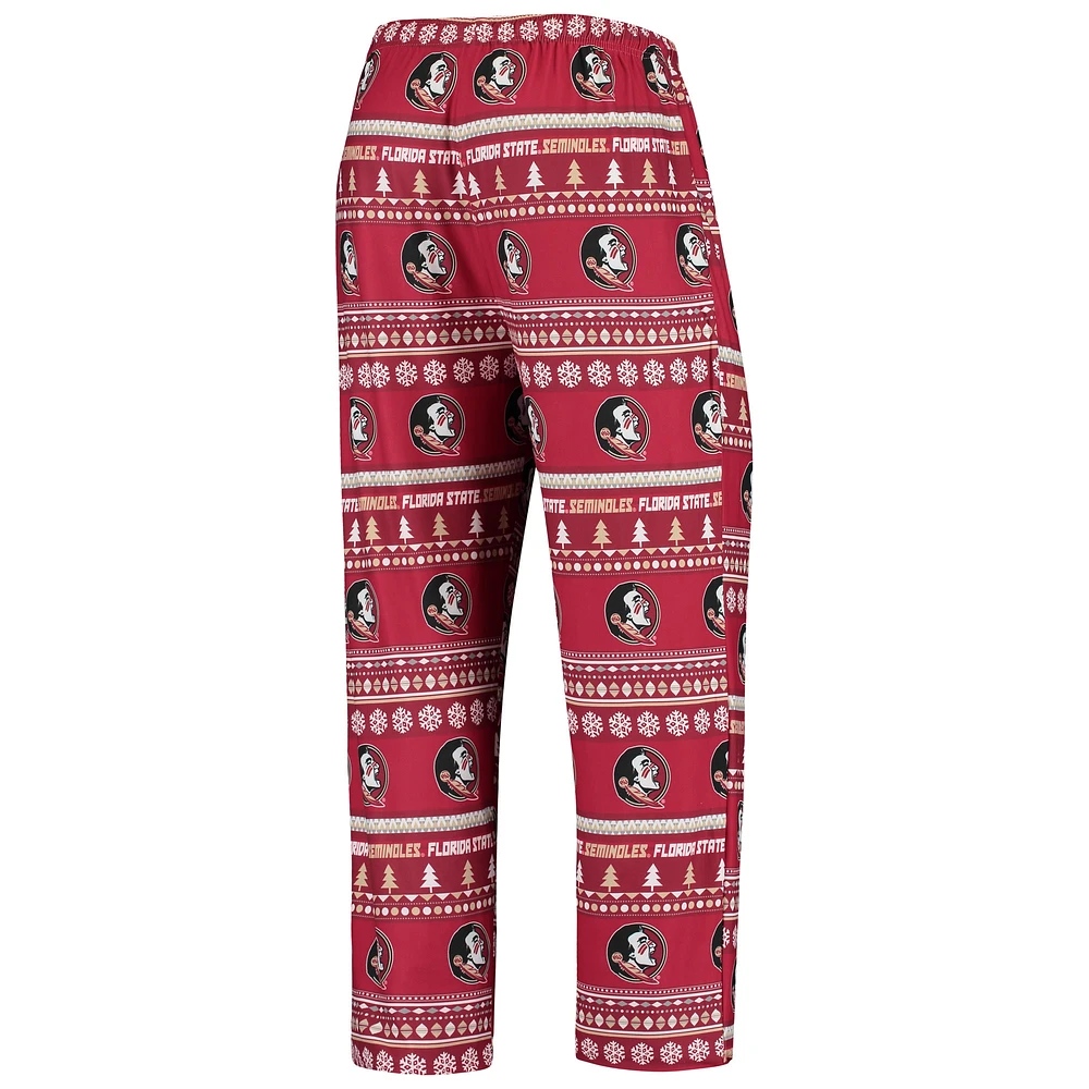 Men's Concepts Sport Garnet Florida State Seminoles Ugly Sweater Knit Long Sleeve Top and Pant Set