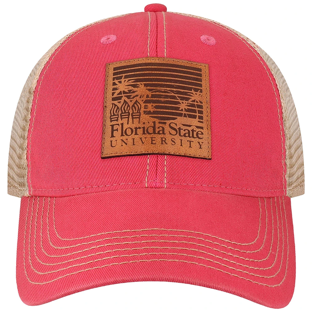 Men's League Collegiate Wear Pink Florida State Seminoles Beach Club Palms Trucker Snapback Adjustable Hat