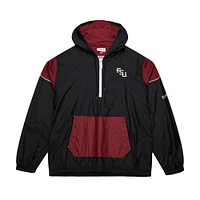 Men's Mitchell & Ness Black Florida State Seminoles Team 3.0 Anorak Half-Zip Hoodie