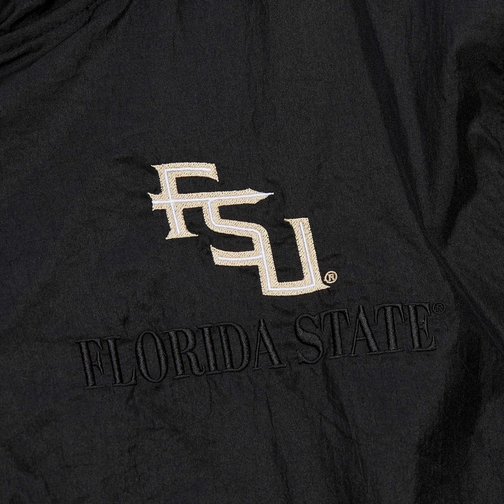Men's Mitchell & Ness Black Florida State Seminoles Team 3.0 Anorak Half-Zip Hoodie