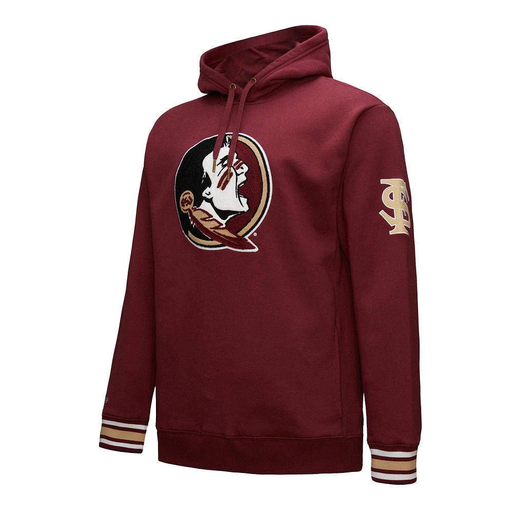 Men's Mitchell & Ness Garnet Florida State Seminoles Chainstich Fleece Pullover Hoodie